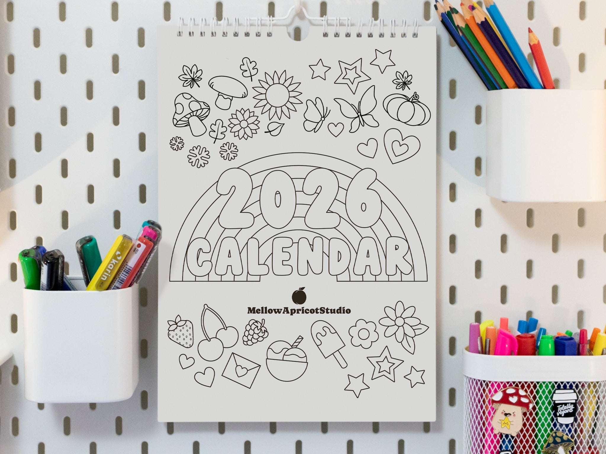 2026 Colouring Wall Calendar with Journal Prompts