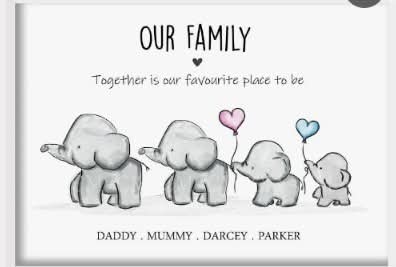Our family elephant print+ framed