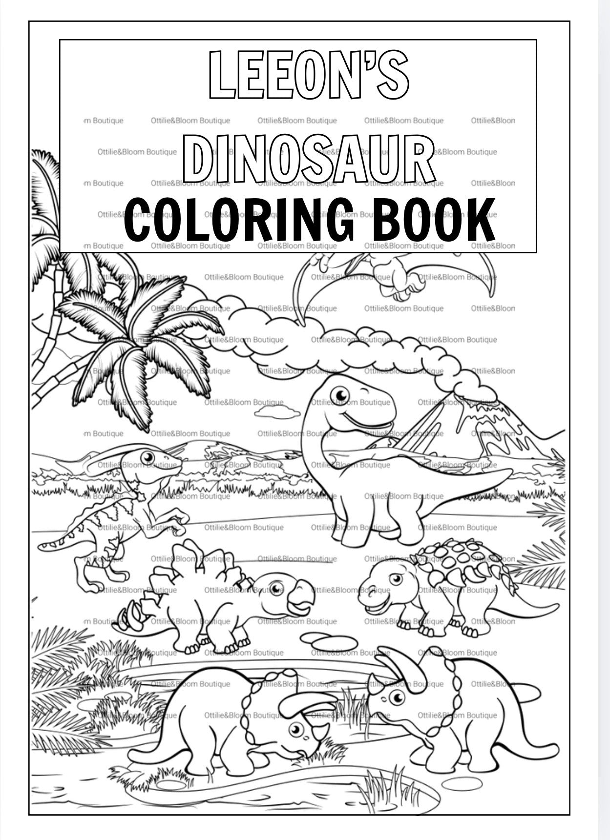 Dinosaur colouring book personalised