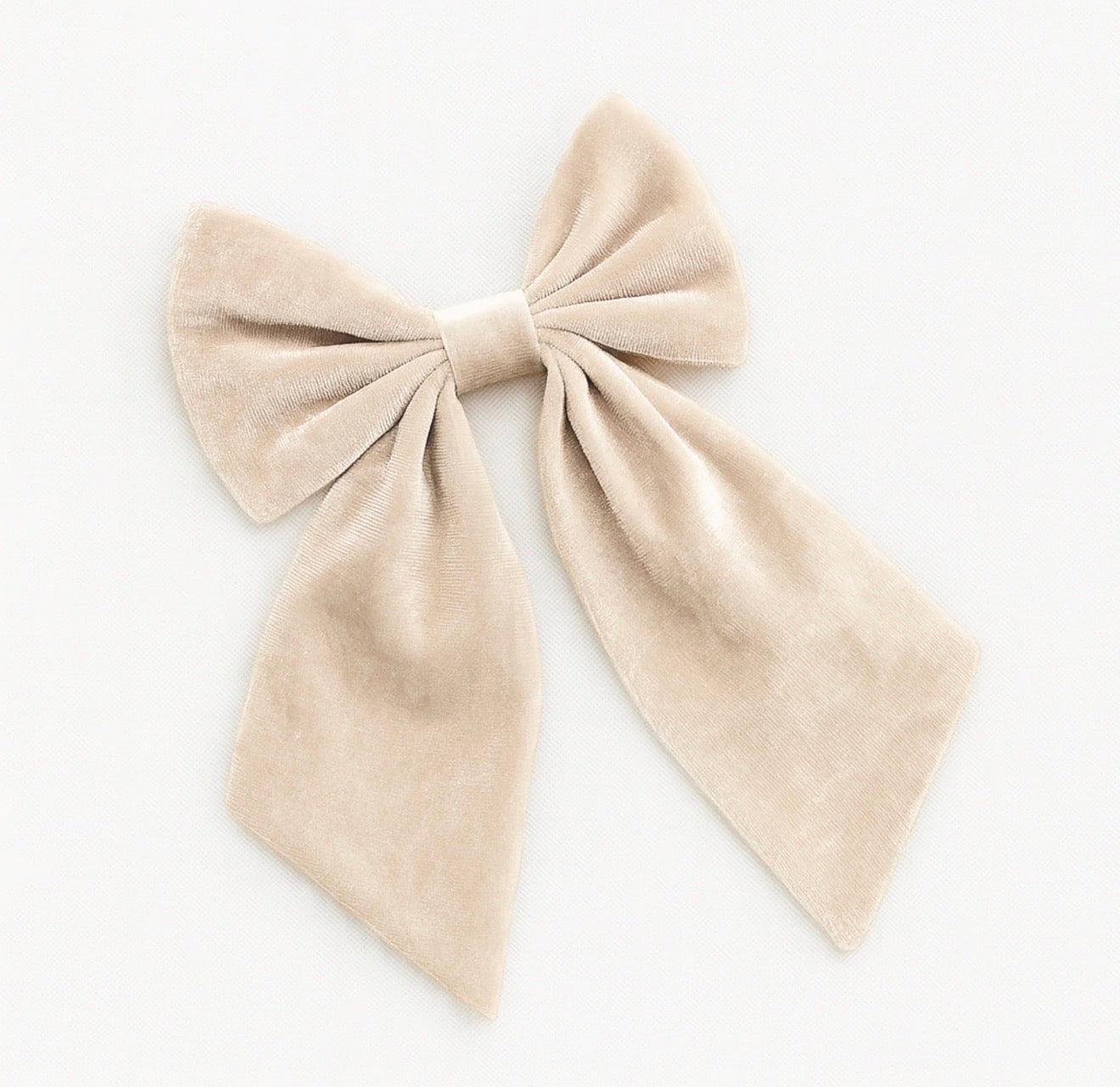XL VELVET HAIR BOW - CREAM