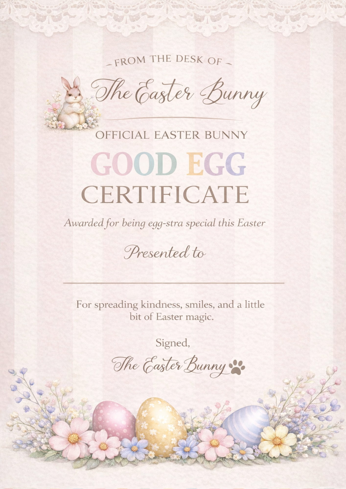 Good egg certificate