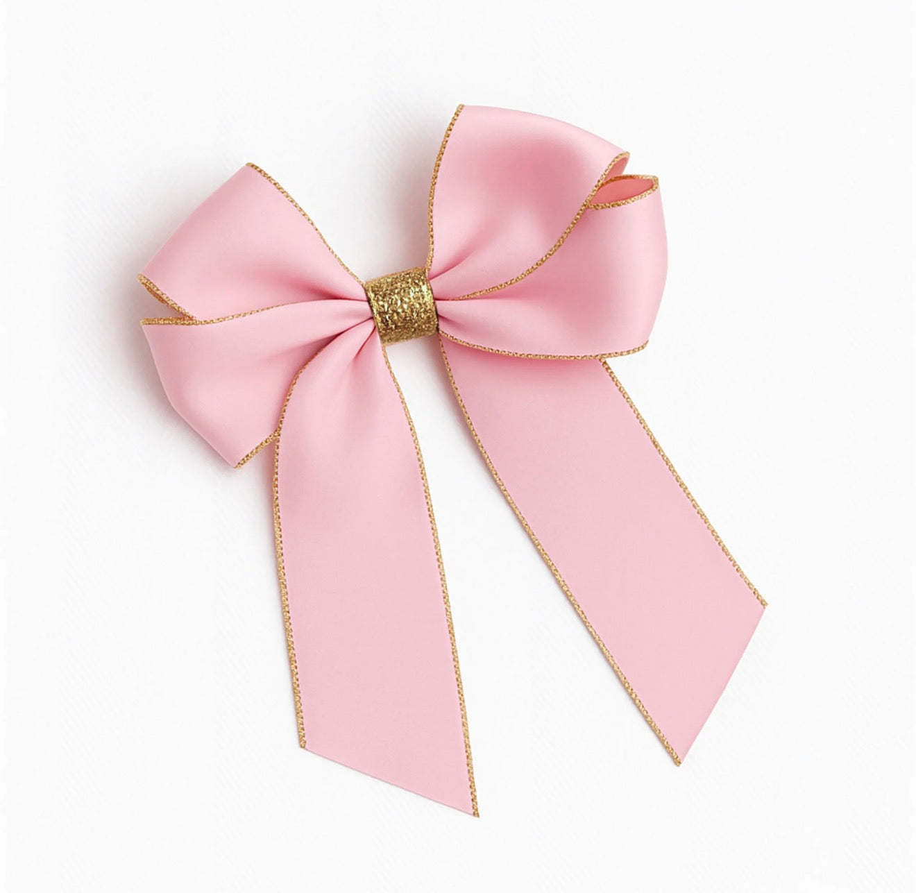 Pink bow with gold glitter
