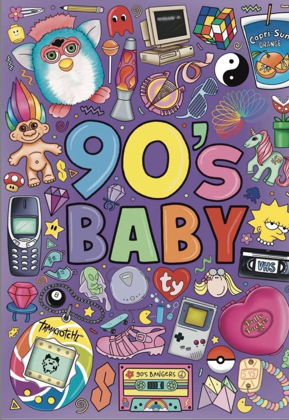 90’s baby colouring book a4