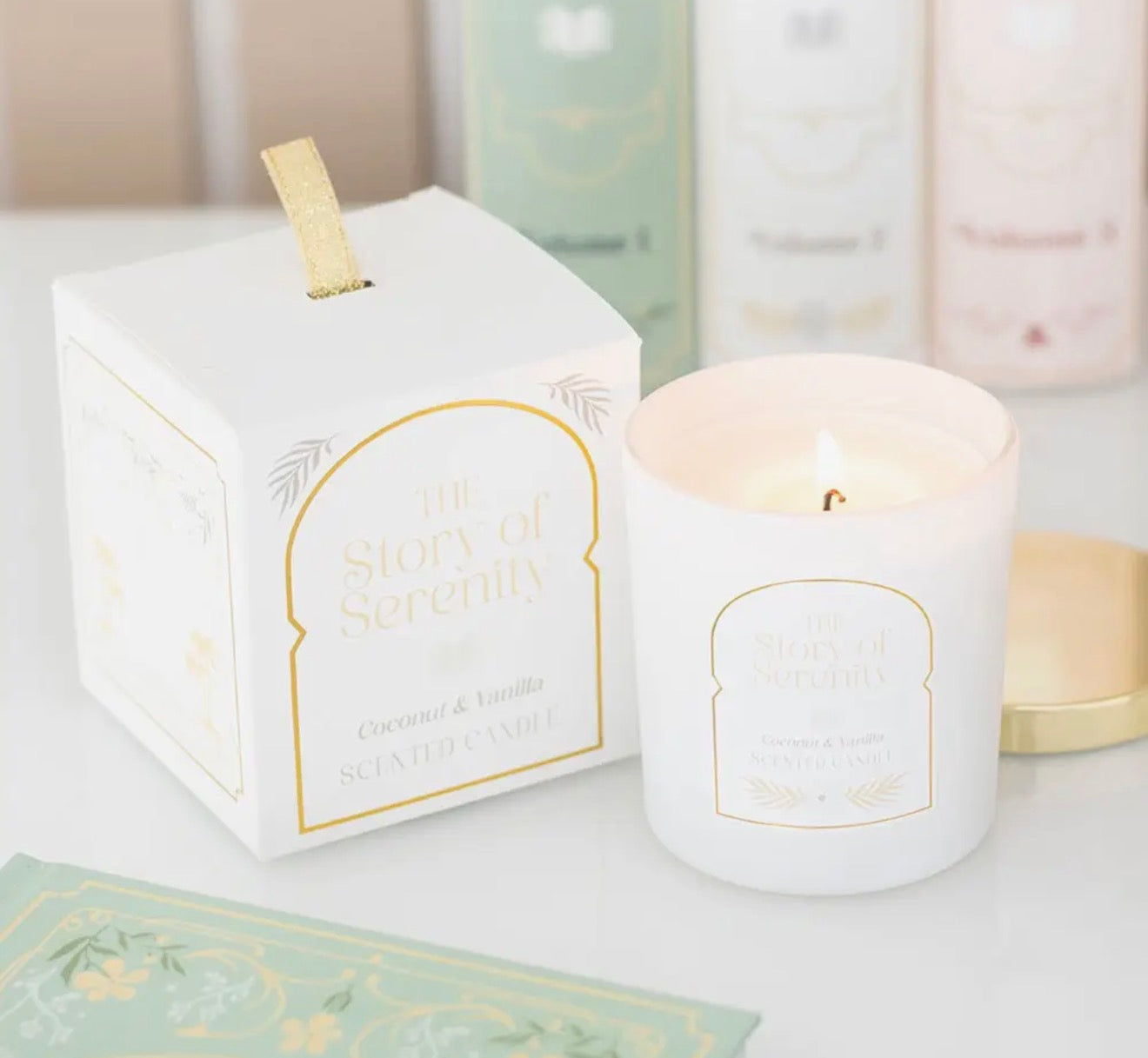 The story of serenity coconut and vanilla candle