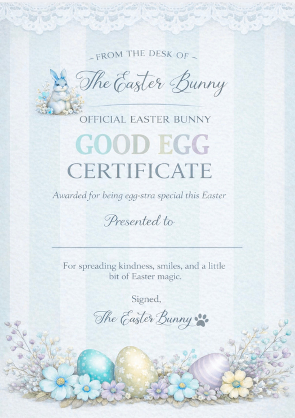 Good egg certificate