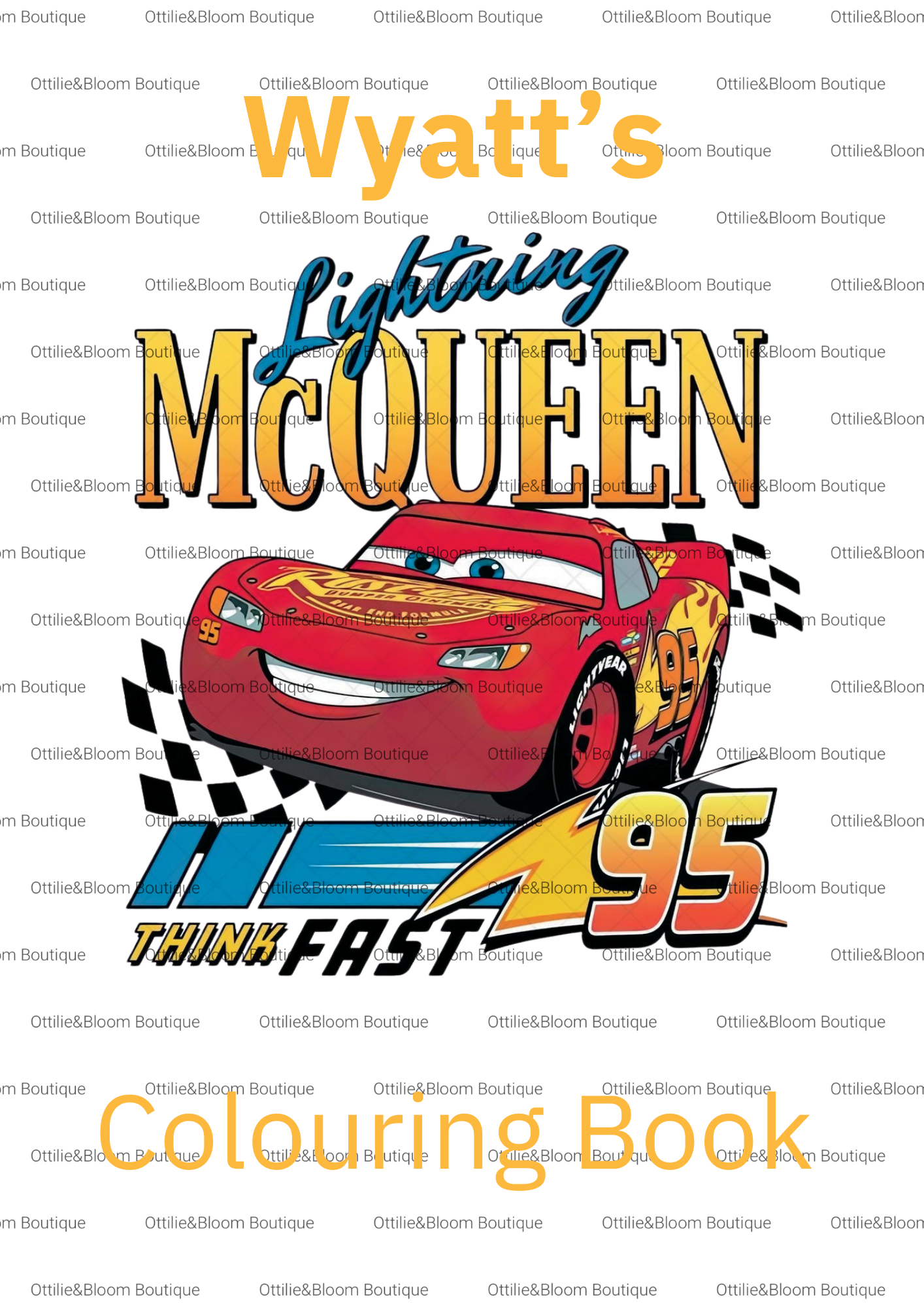 cars personalised colouring book