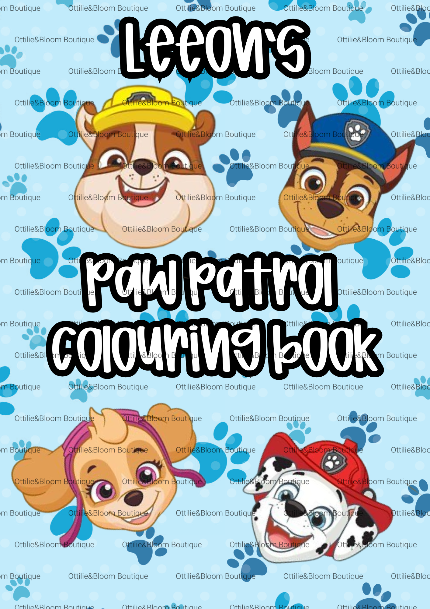 Personalised paw patrol colouring book