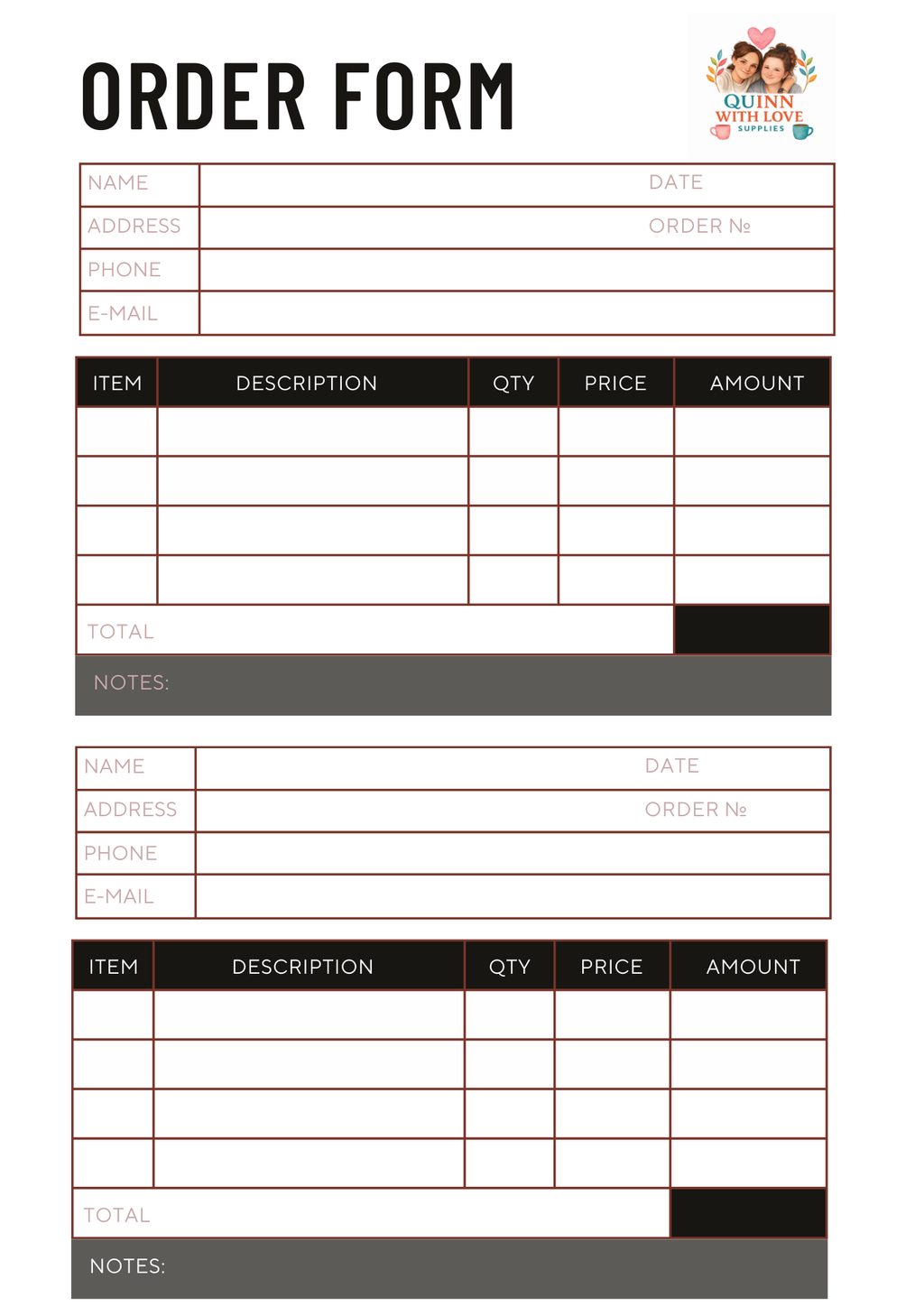 Order Forms with your logo