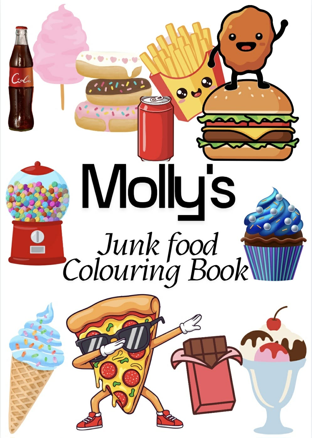 Personlised Junk food colouring book A4