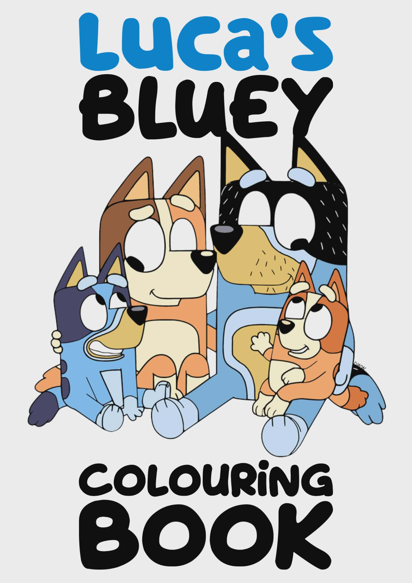 Bluey colouring book personalised A4