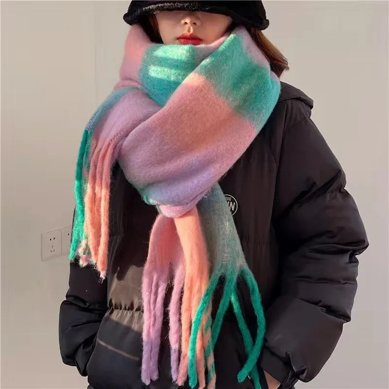 Unisex Casual Simple Style Classic Style Lattice Imitation cashmere Scarf