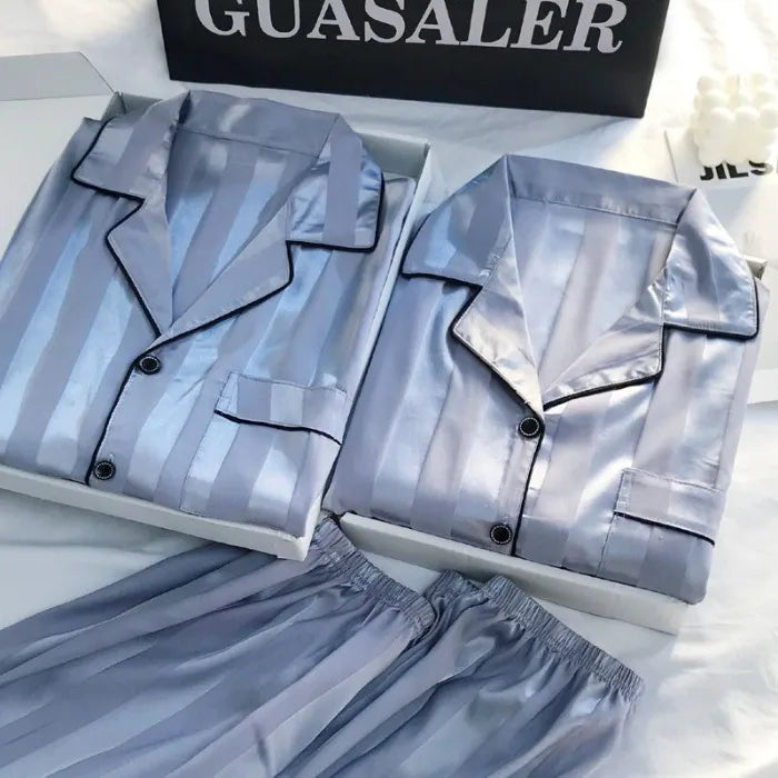New Women's Silk Sleepwear Summer Simple Luxury Texture Sweet INS Home Clothes Set Pajamas Breathable Casual Sleepwear