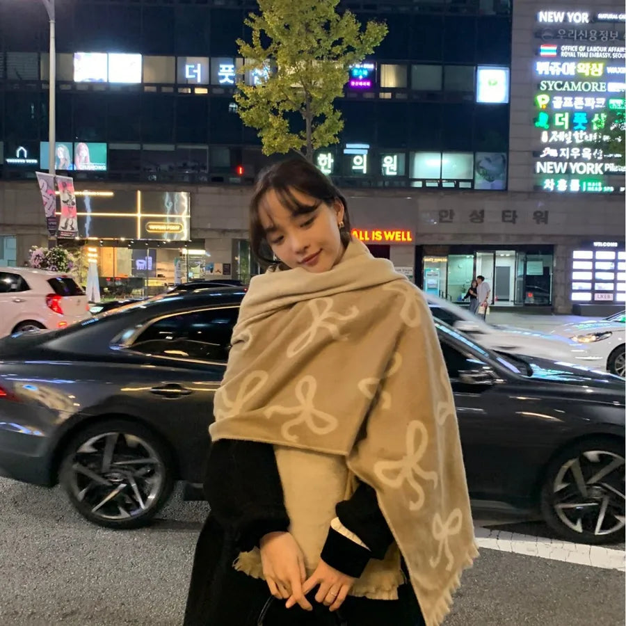 Women's Elegant Sweet Simple Style Bow Knot Wool-like Scarf